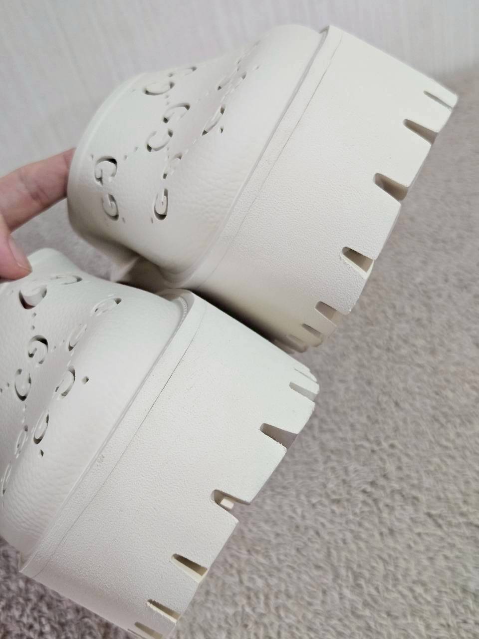 Gucci Platform Perforated G Sandal White