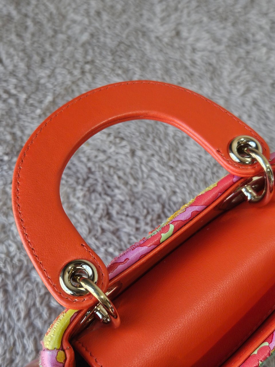 Lady Dior Micro Multicolor - Orange Gold Hardware