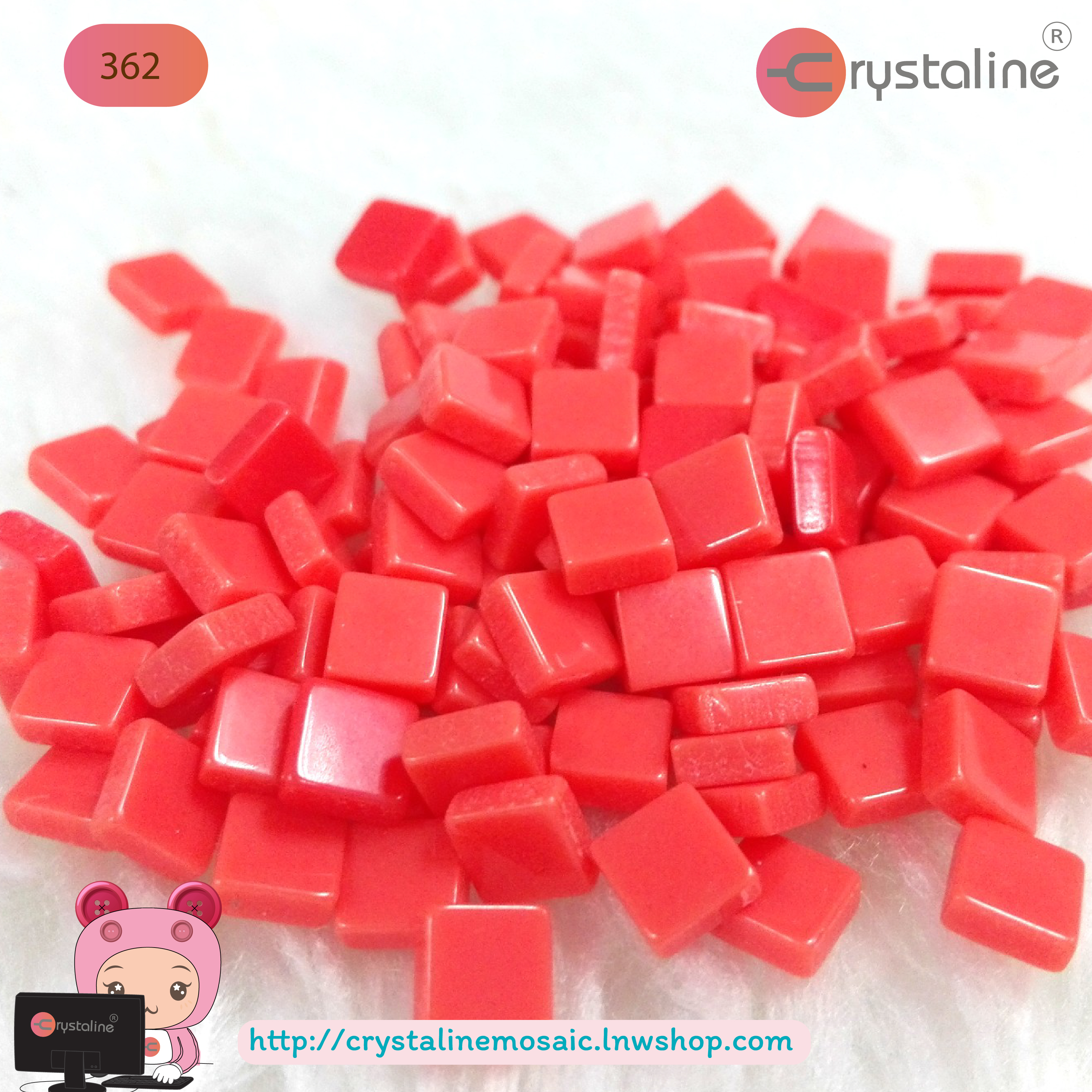 Mosaic opaque - Coral rose col. (size 5x5 mm80g/pack)