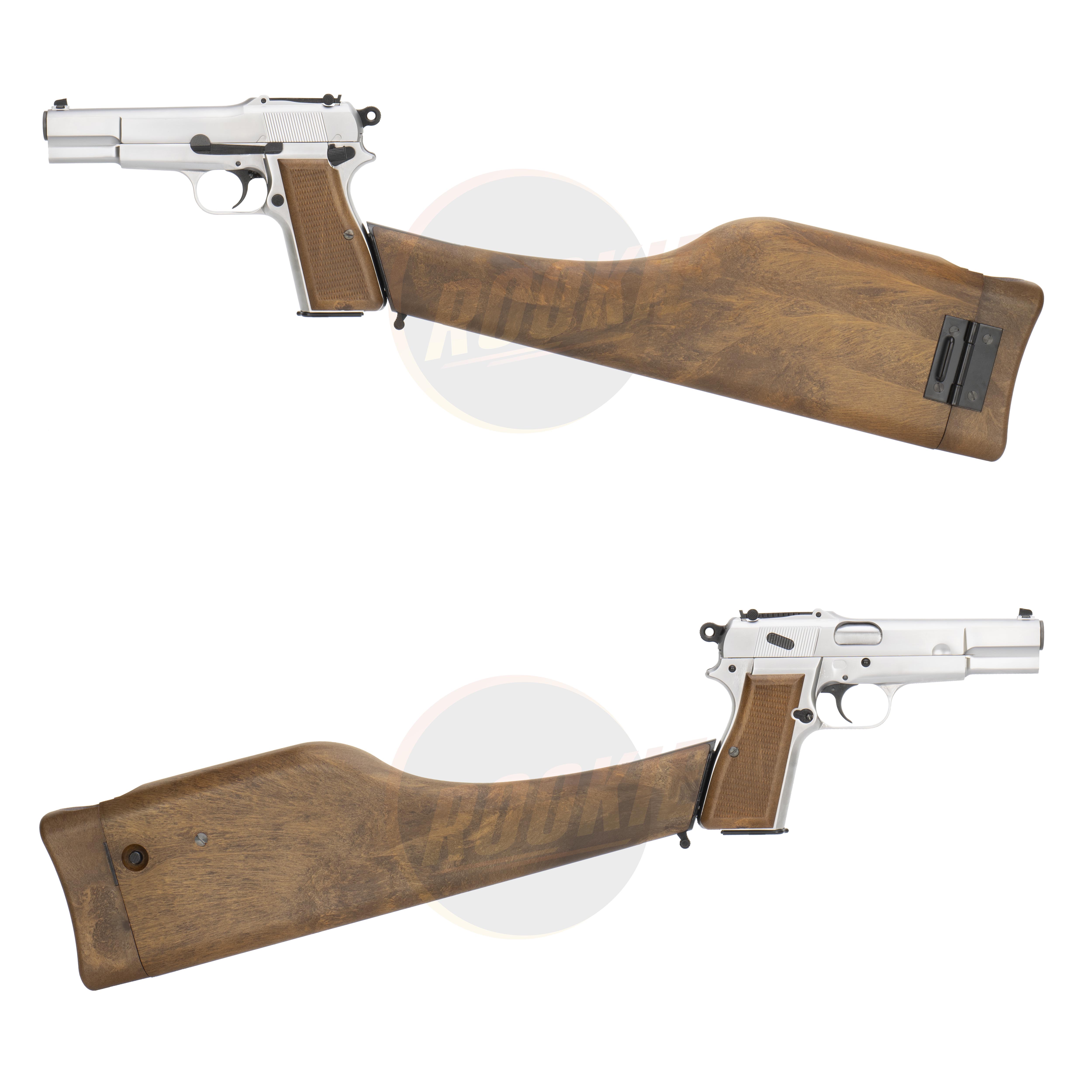 WE New Browning Hi-Power MK1 with Stock - Silver
