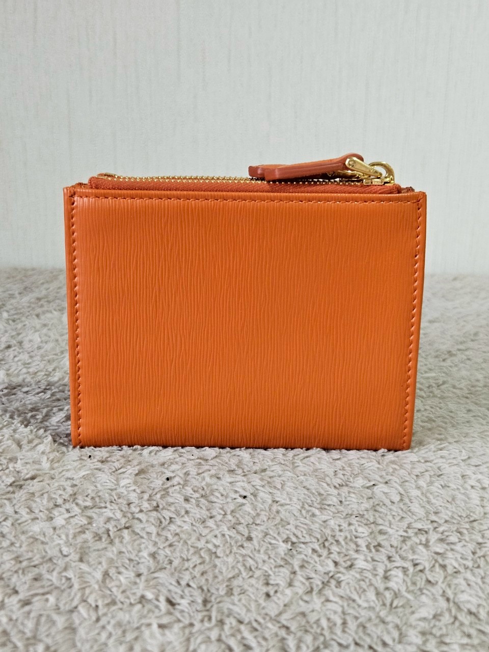 Prada Bifold Double Zip Orange Wallet