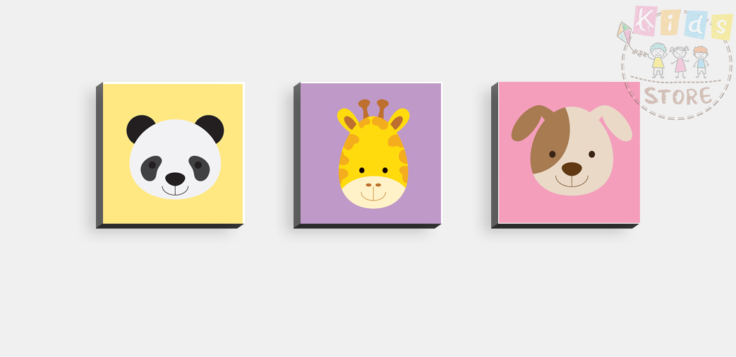 ภาพชุดการ์ตูน กรอบลอย 25x25 cm. (ภาพชุด มี 3 ชิ้น)