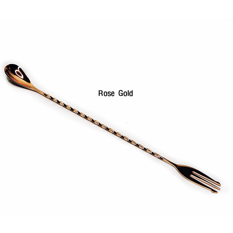 ช้อนบาร์ สีดำเมทัล ยาว 30 cm. ปลายด้ามเป็นส้อม 1630-010