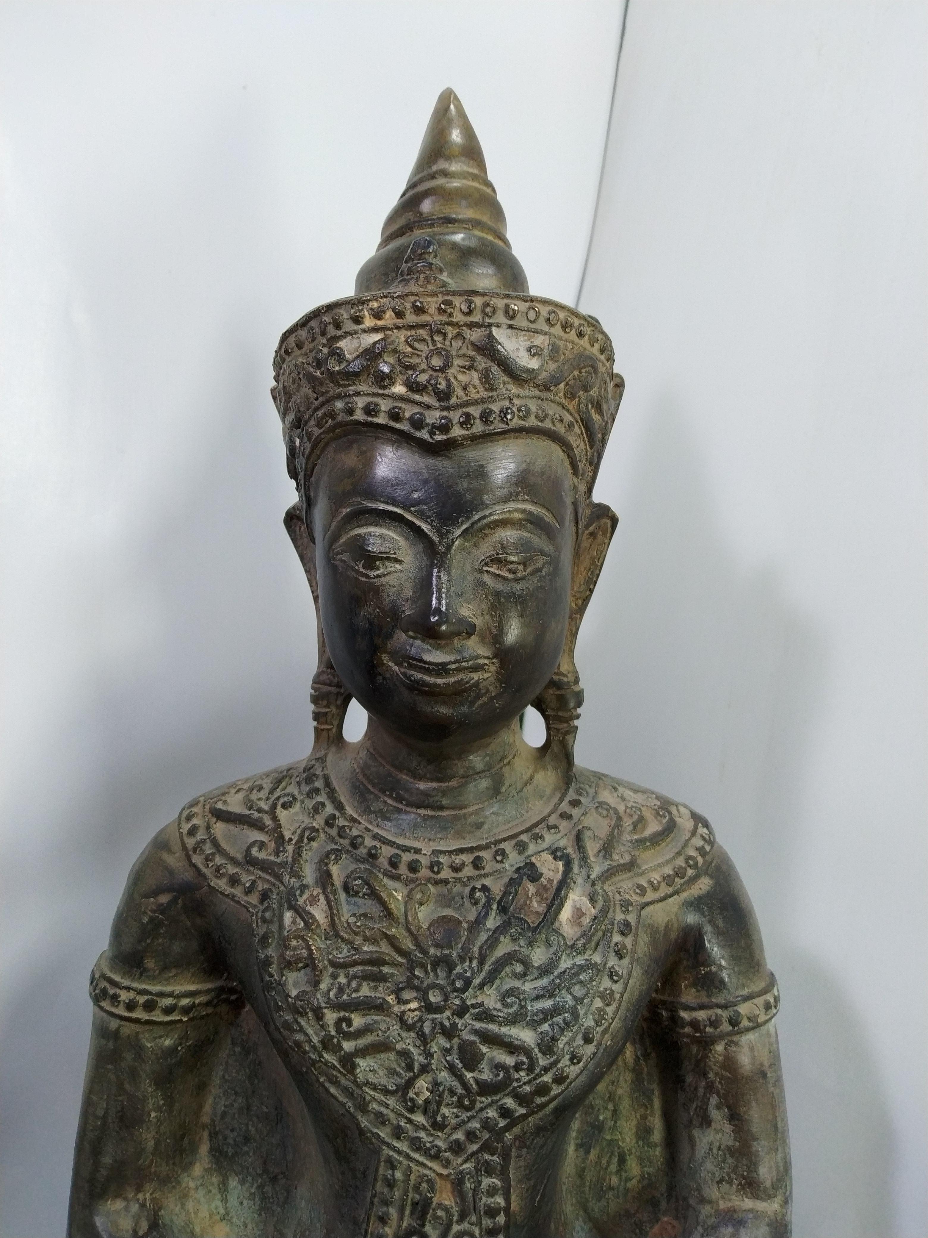 พระอู่ทอง ทรงเครื่อง หน้าตัก 9 นิ้ว เนื้อสำริด สภาพเก่า