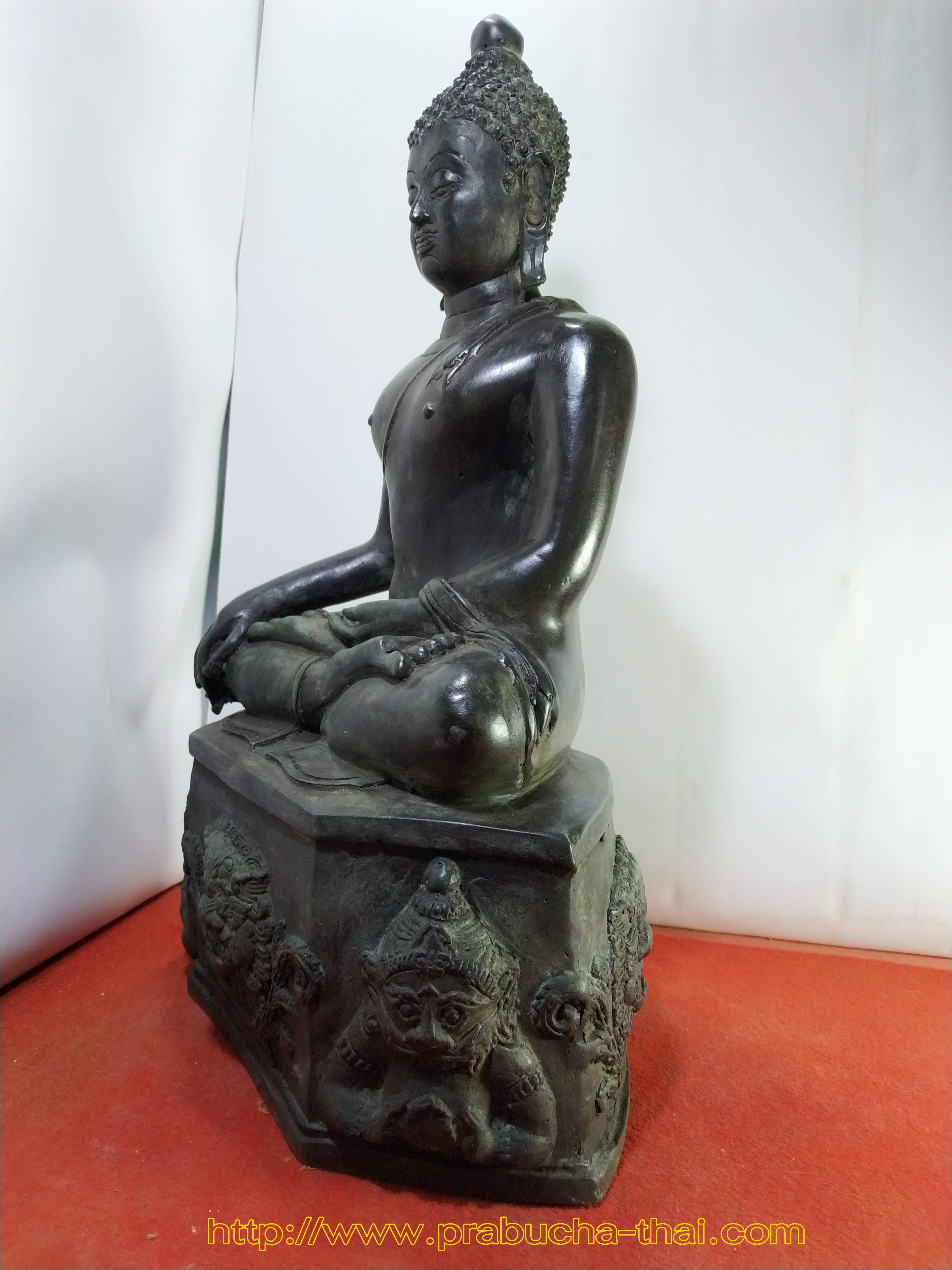 พระเชียงแสน สิงค์1 ฐานเศียรราชสิห์ ราหู หน้าตัก 9 นิ้ว เนื้อโลหะสำริด