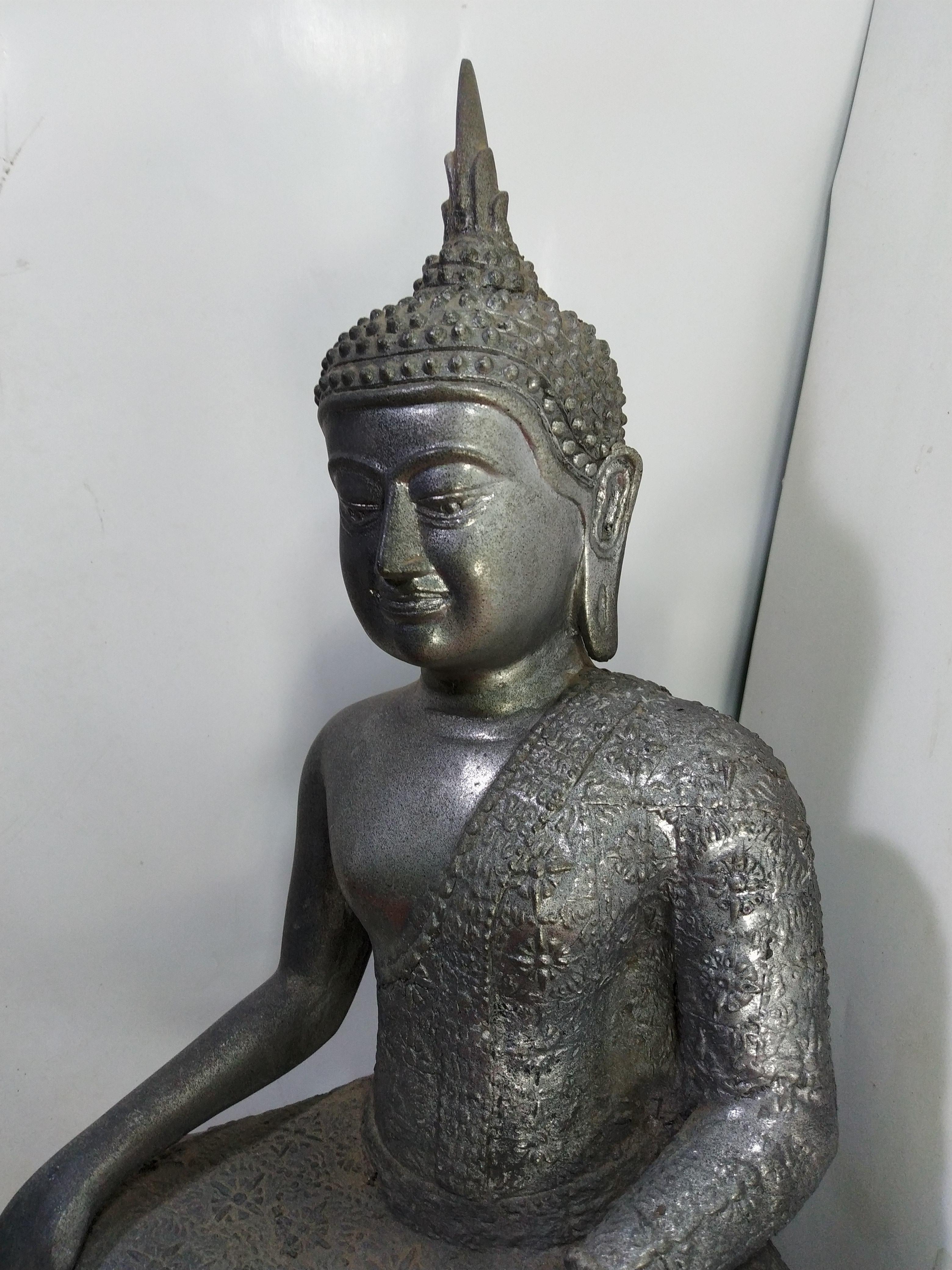 พระอู่ทอง ปางชนะมาร ห่มจีวรลายดอกพิกุลงดงาม หน้าตัก 9 นิ้ว