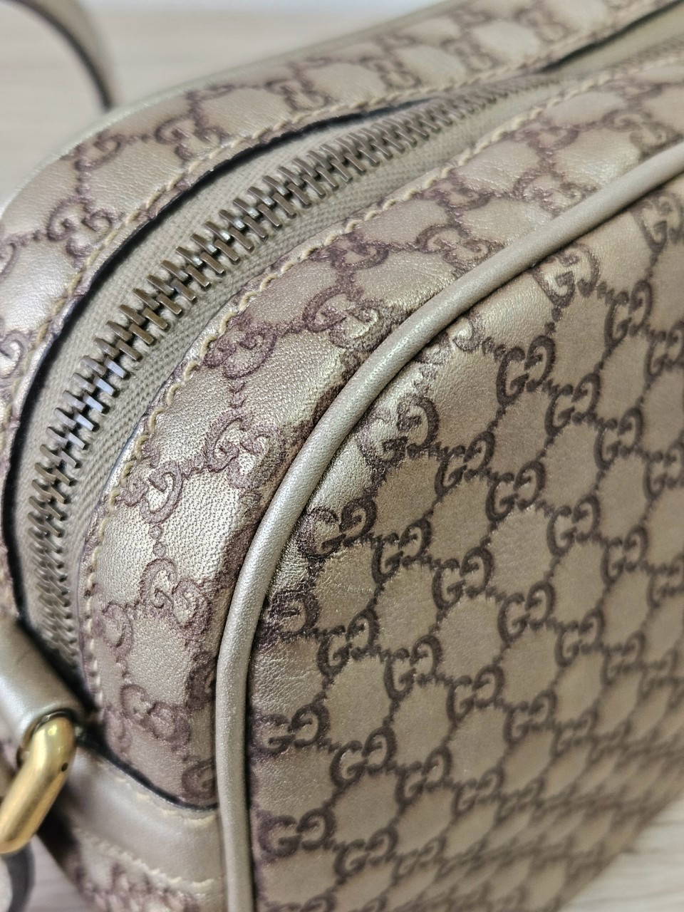 Gucci Guccissima Bamboo Metallic Gold Shoulder bag