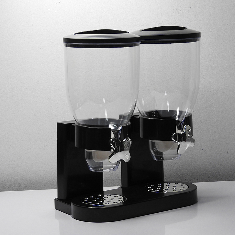 Double Pasta Cereal Dry Food Dispenser Storage Cont (Black) 1602-121-C01