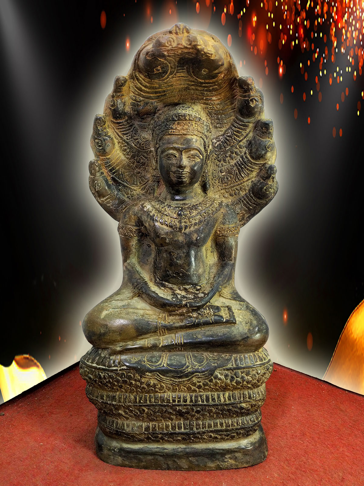 พระนาคปรก ลพบุรี หน้าตัก 5 นิ้ว เนื้อสำริดสภาพเก่า