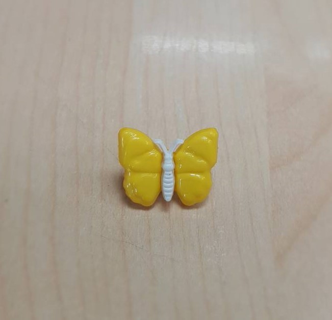Butterfly button - Yellow col. (size 25L,1pc/pack)