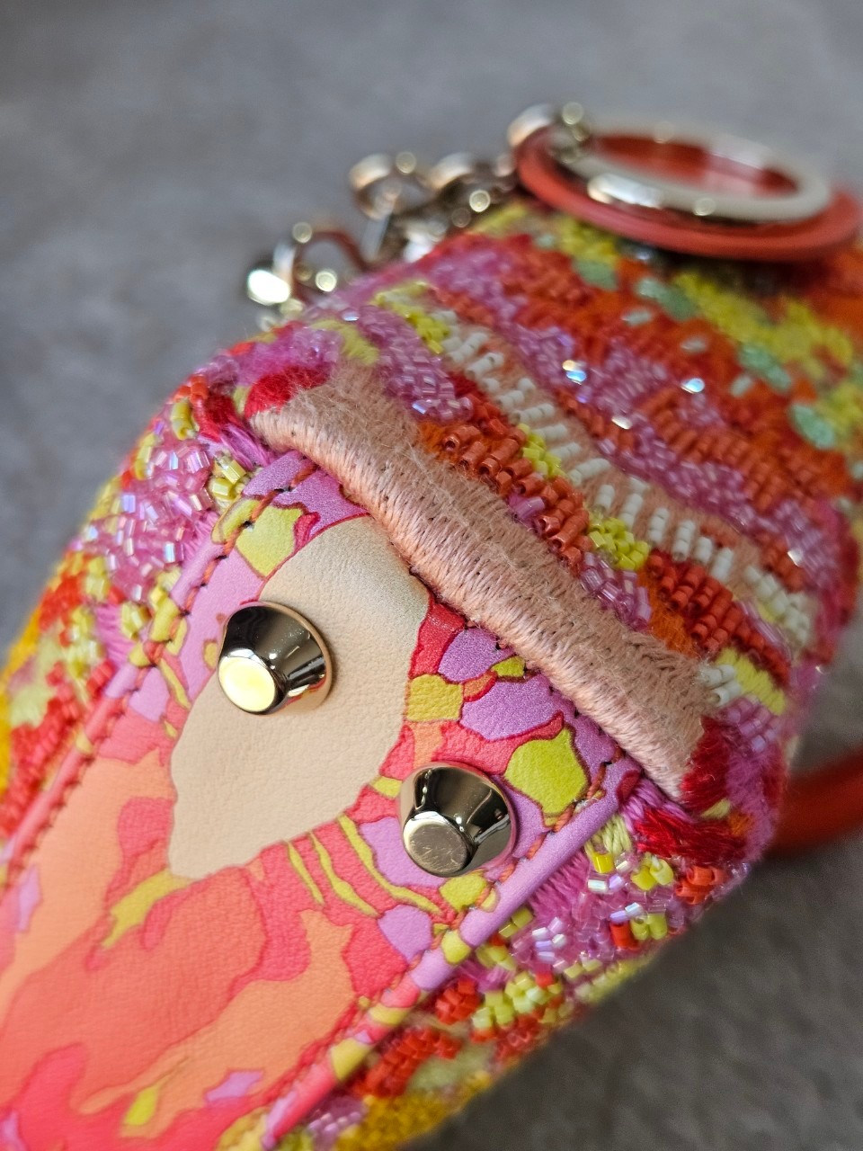 Lady Dior Micro Multicolor - Orange Gold Hardware