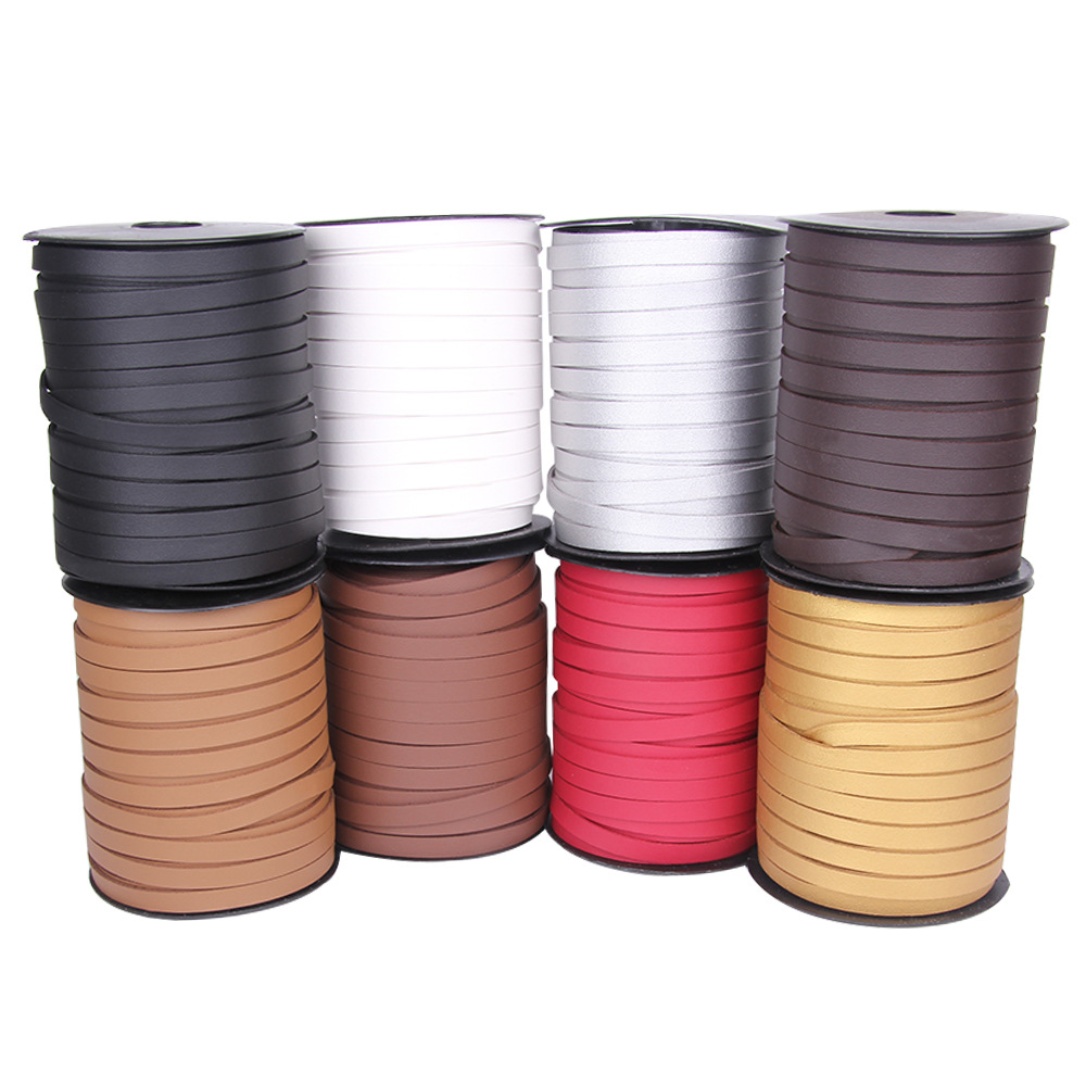 เชือกหนัง PU ราคาส่ง ยกม้วน แบบเส้นแบน เชือกหนังเกาหลี 4 5 8 10MM (1ม้วนความยาว 45เมตร)