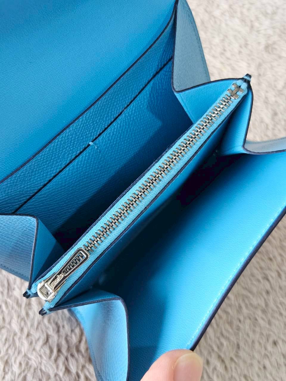 Hermes Constance Light Blue Wallet
