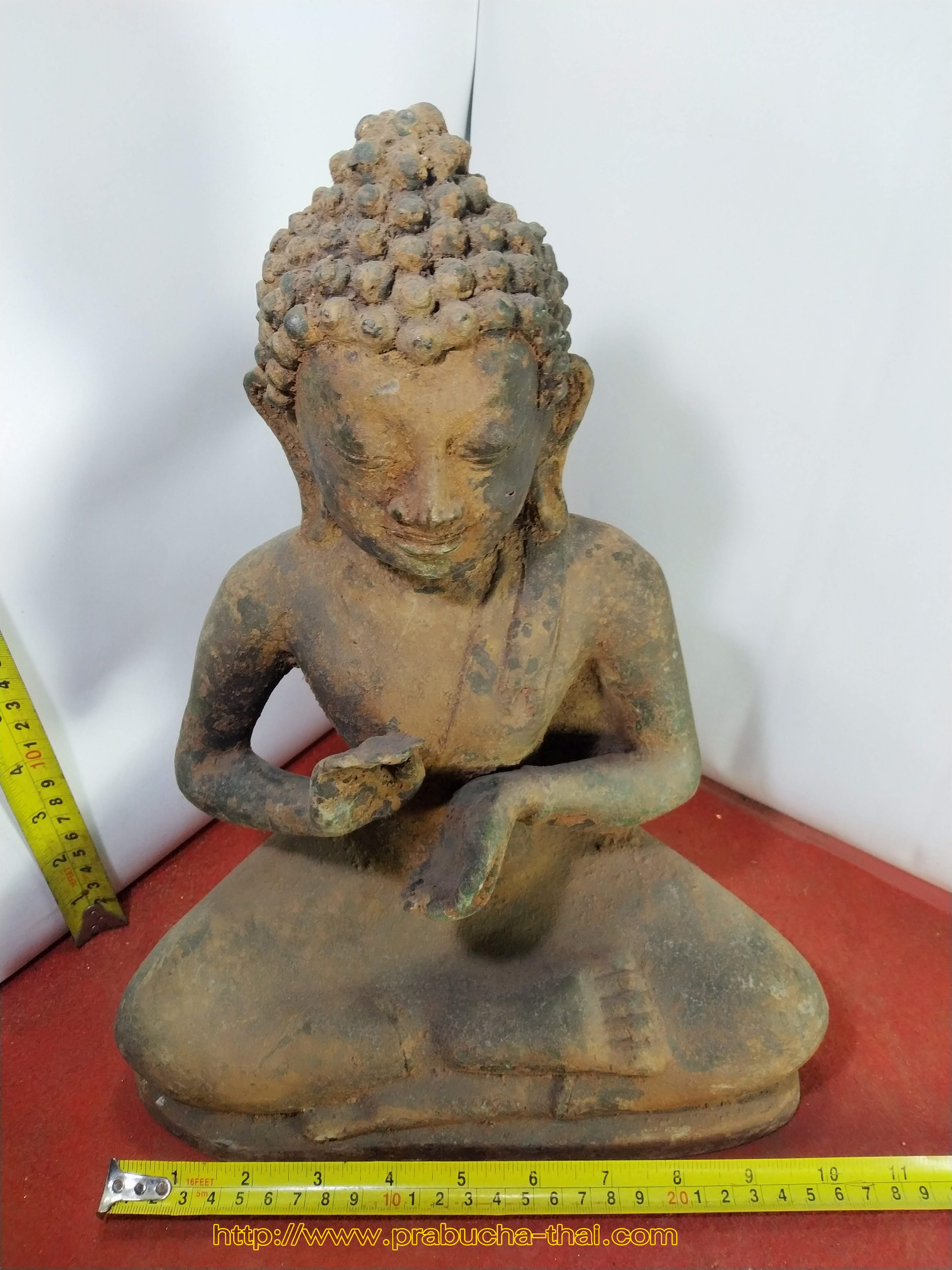 พระพุทธทราวดี ปางสนเข็ม หน้าตัก 9 นิ้ว เนื้อโลหะสำริดสภาพ