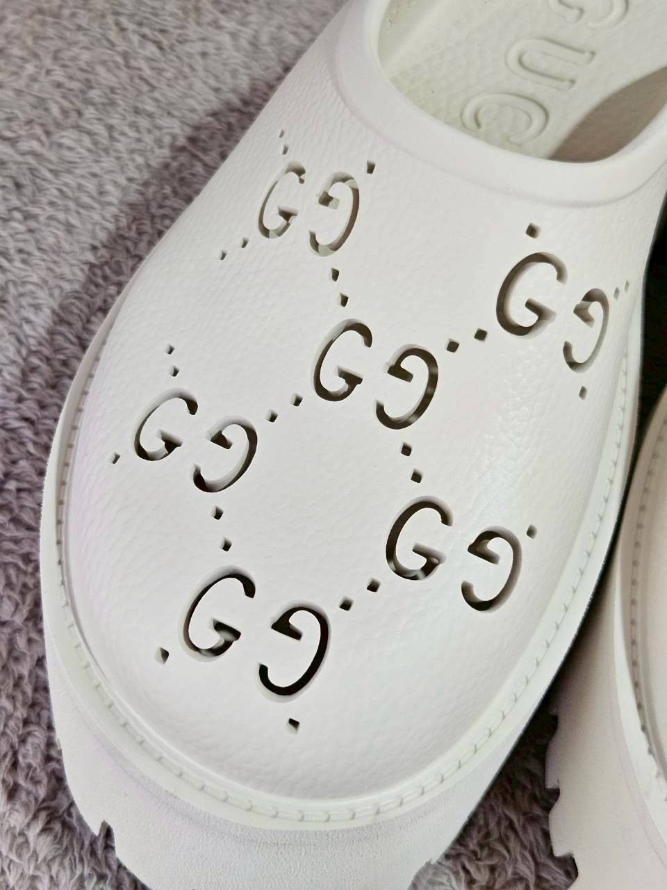 Gucci Platform Perforated G Sandal White