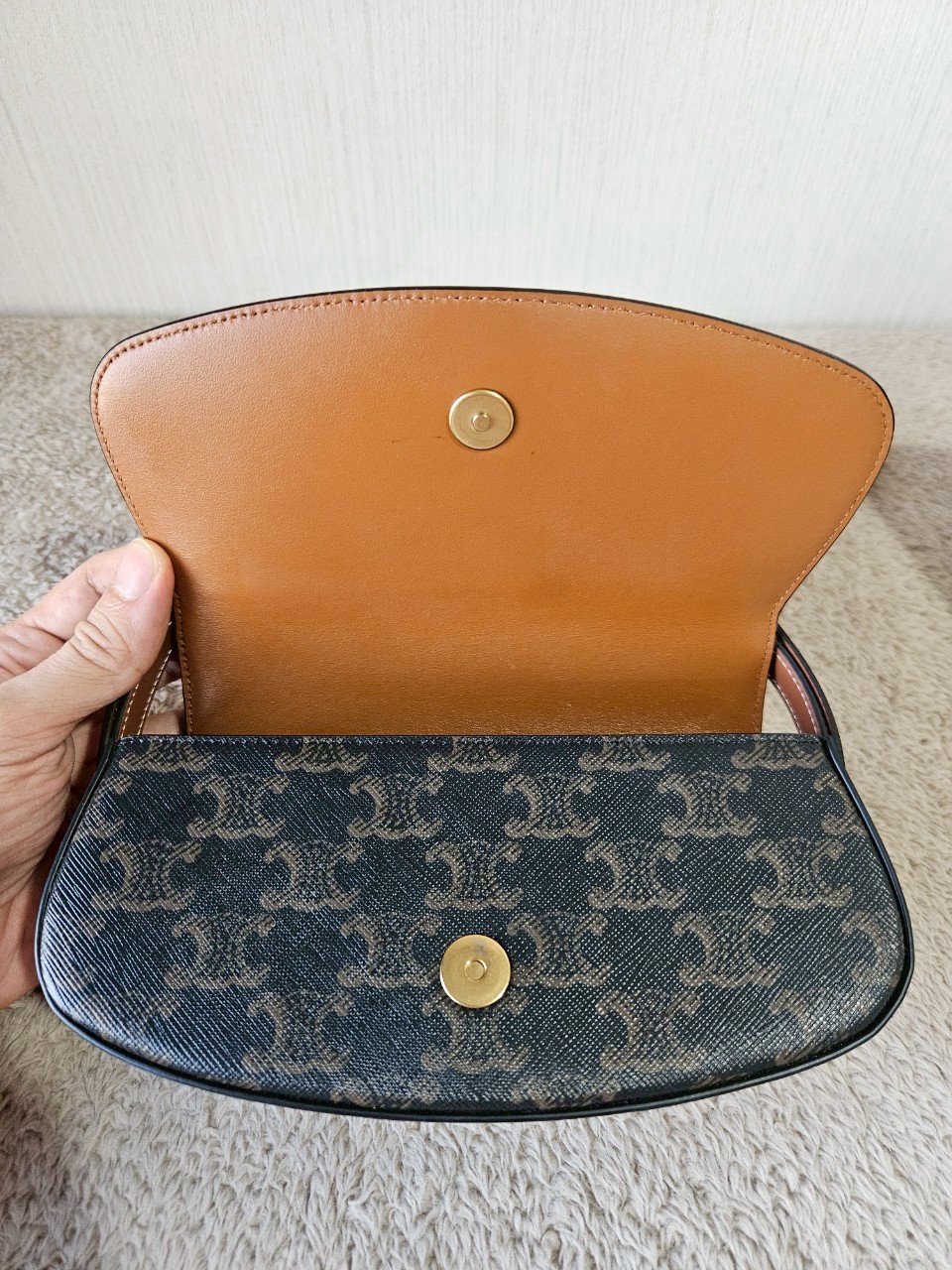 Celine Clutch on Strap Tabou Tan