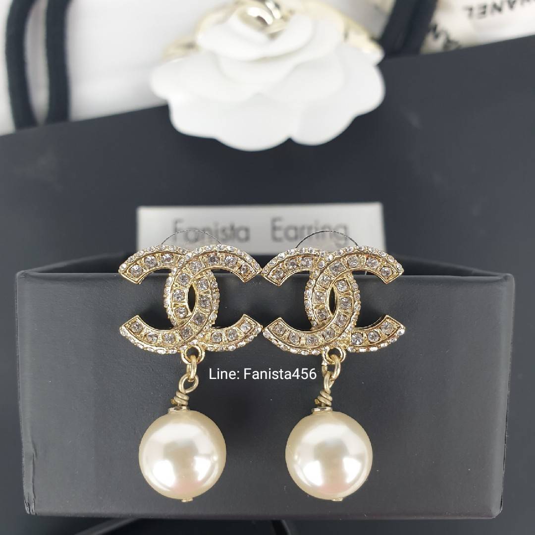 ต่างหูชาแนล ห้อยมุก chanel classic earringต่างหูชาแนล