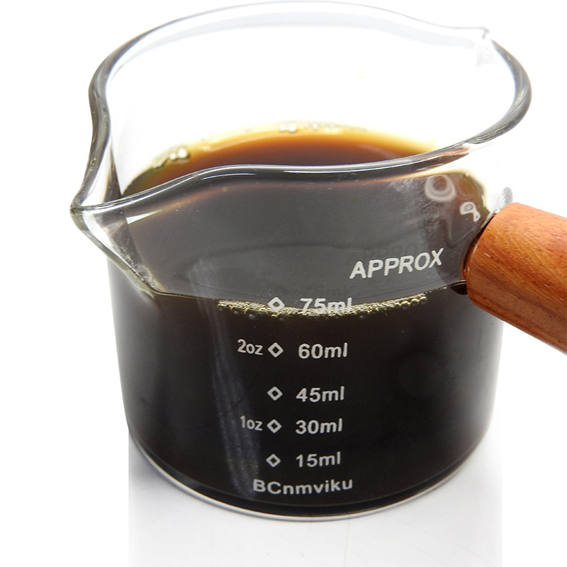 แก้วตวง สองปากเท แก้วช็อต ด้ามไม้ 75 มิลลิลิตร