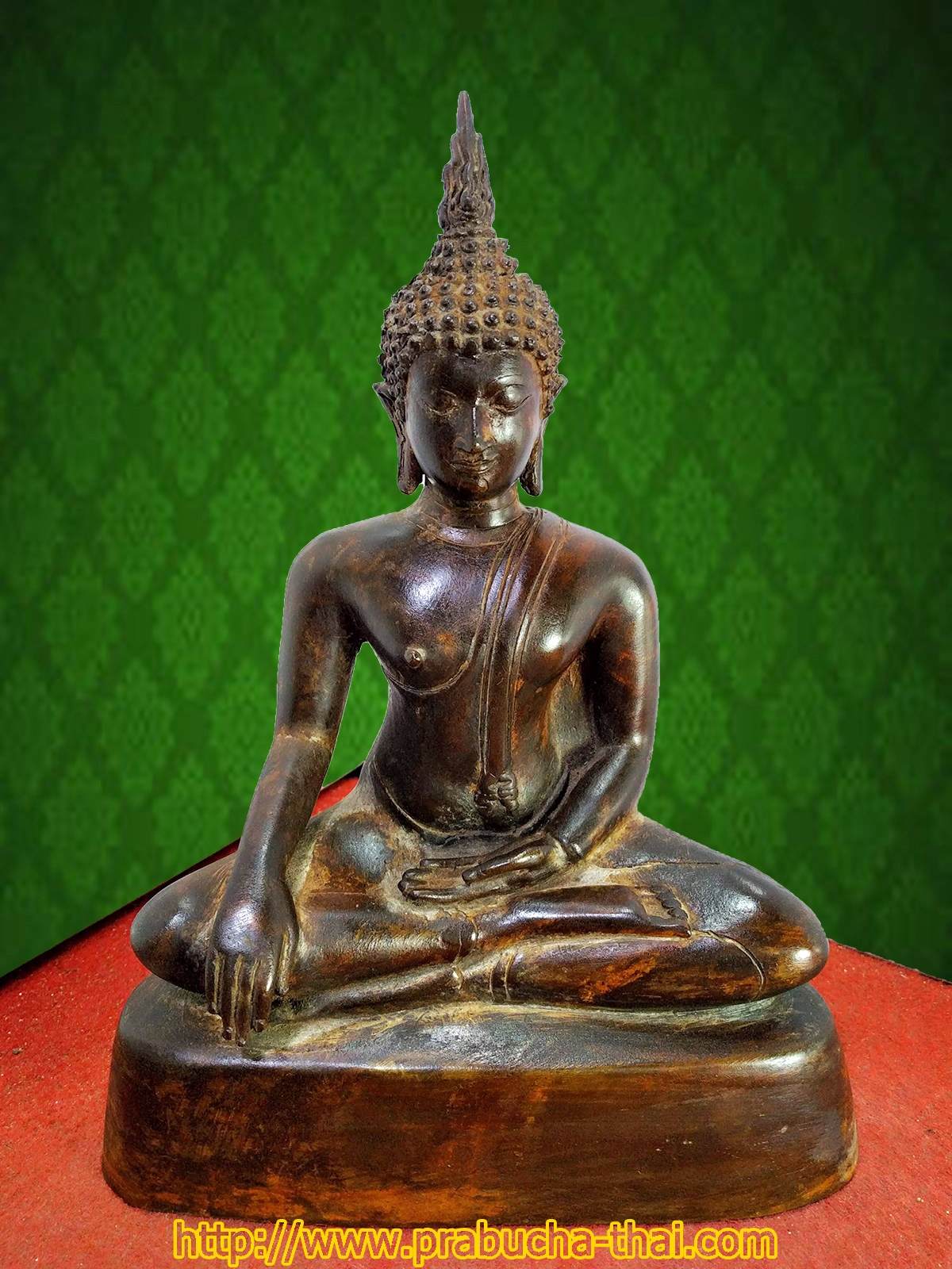 พระสุโขทัย ปางสดุ้งมาร หน้าตัก 5 นิ้ว สูง 9 นิ้ว เนื้อโลหะสำริด
