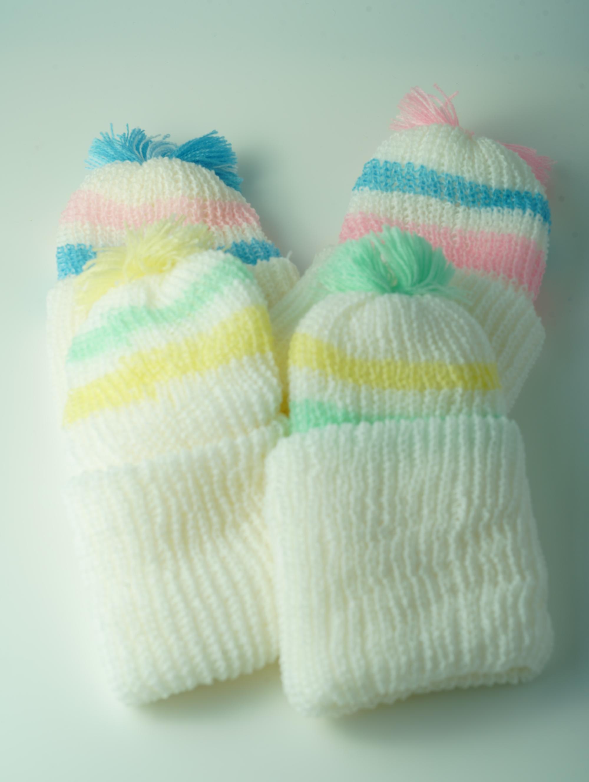 ขายส่ง หมวกไหมพรมเด็กแรกเกิด รุ่นหมวกเปล่า-ริ้วคู่ (ราคาต่อโหล) nongnini1988