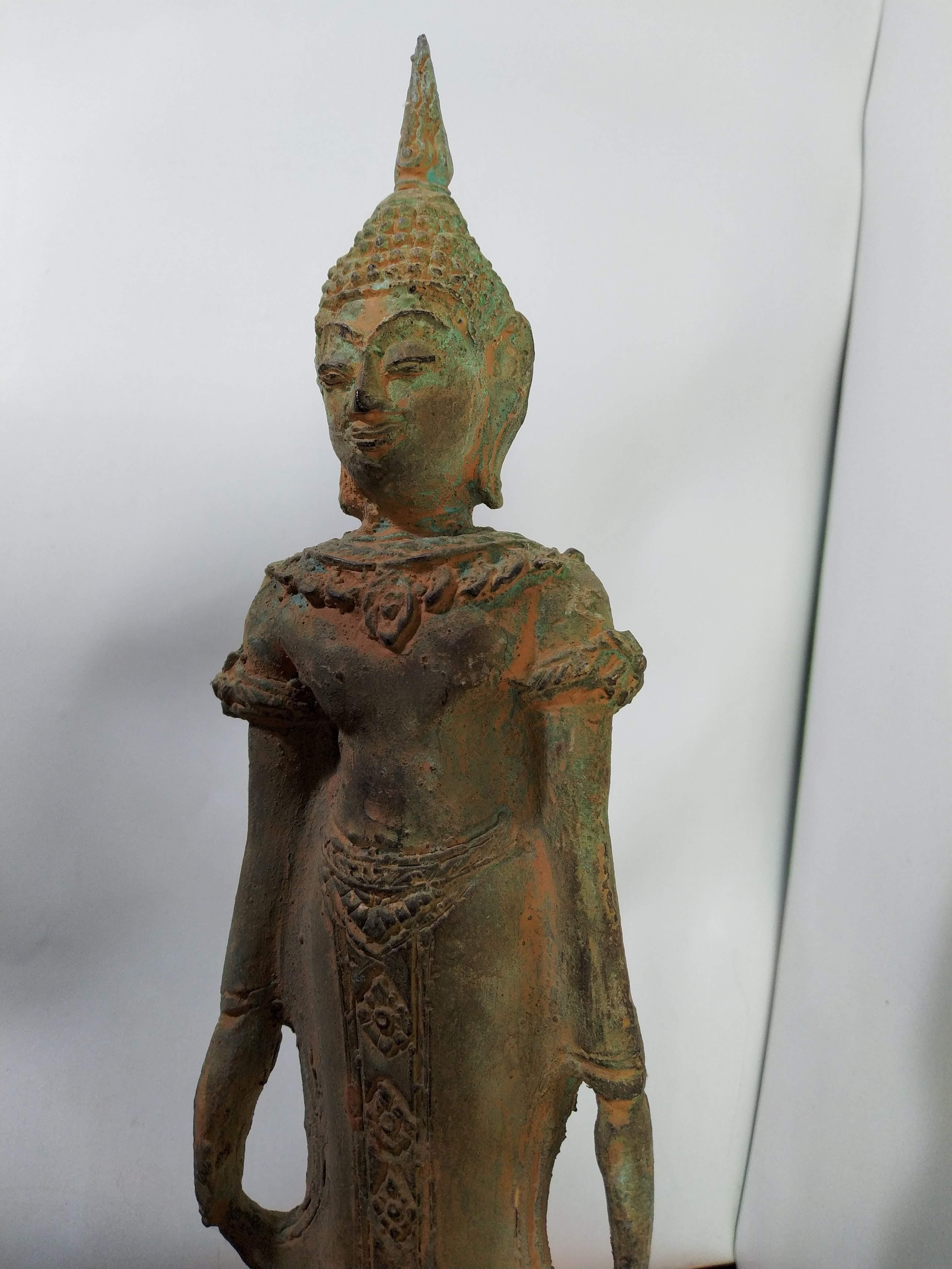 พระทราวดี ปางเปิดโลก เนื้อสำริดสภาพเก่า
