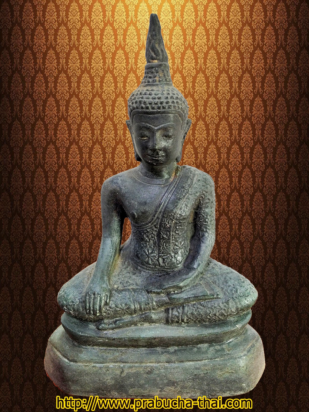 พระอู่ทอง ปางมาวิชัย ทรงจีวรลายดอกพิกุล หน้าตัก 5 นิ้ว