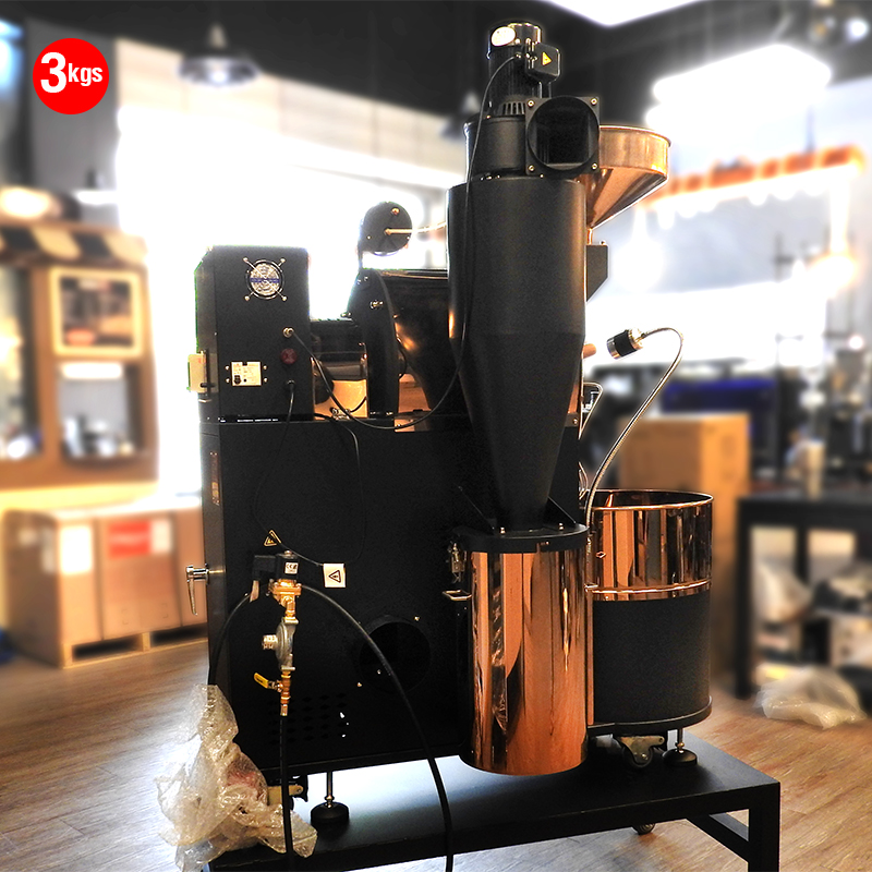 เครื่องคั่วกาแฟ 3 กิโลกรัม แก๊ส มีระบบเชื่อมต่อคอมพิวเตอร์เพื่อควบคุมการคั่ว