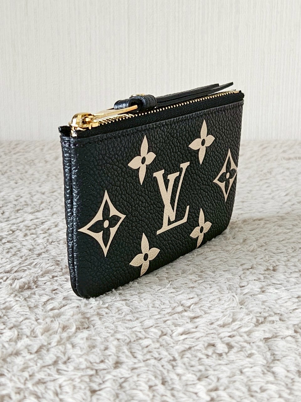 LV m80885 Key Pouch Bicolor Mono Emp Leather Black Beige