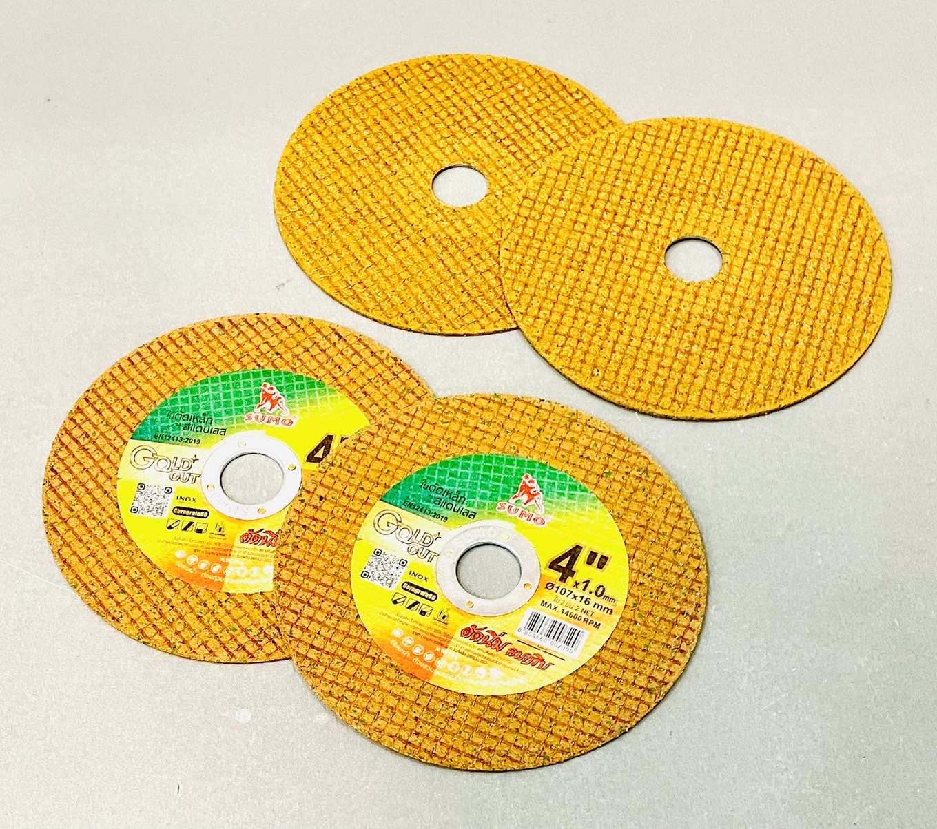 แผ่นตัดเหล็ก 4" x 1.2มิล Gold 2ชั้น Sumo