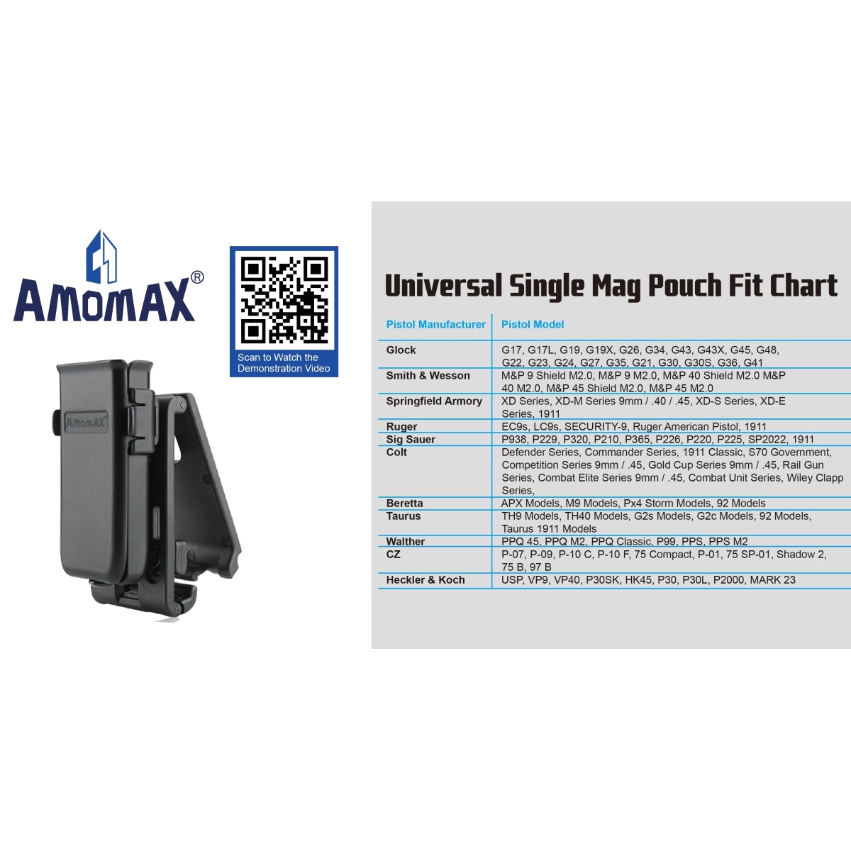 AMOMAX Universal Single Magazine Pouch (Black)