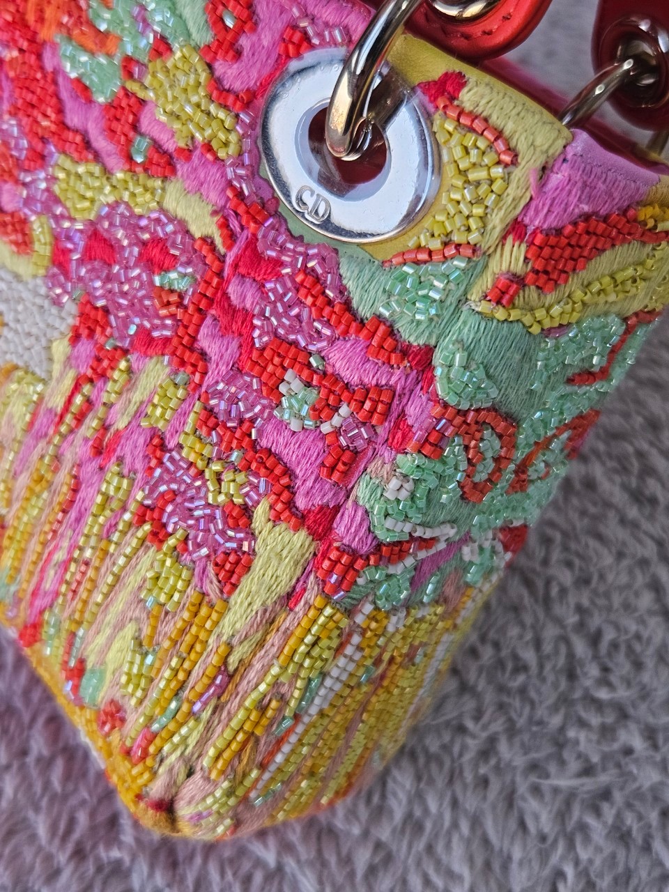 Lady Dior Micro Multicolor - Orange Gold Hardware