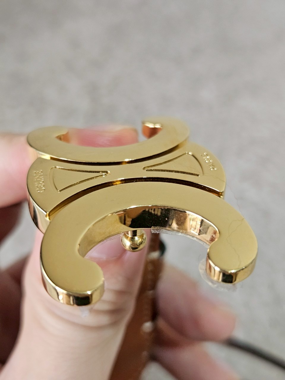 Celine Medium 25MM Triomphe Belt สีน้ำตาล