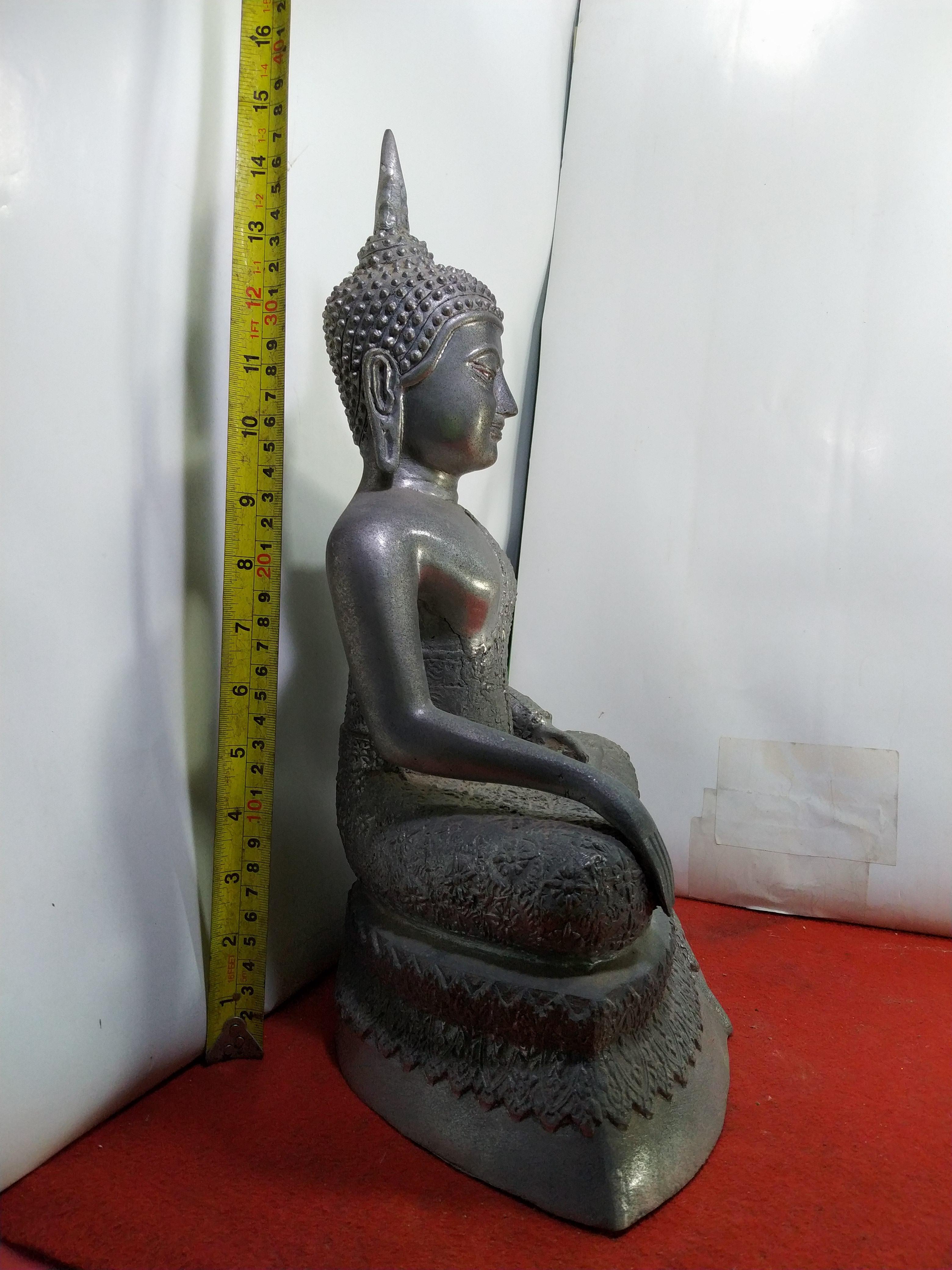 พระอู่ทอง ปางชนะมาร ห่มจีวรลายดอกพิกุลงดงาม หน้าตัก 9 นิ้ว