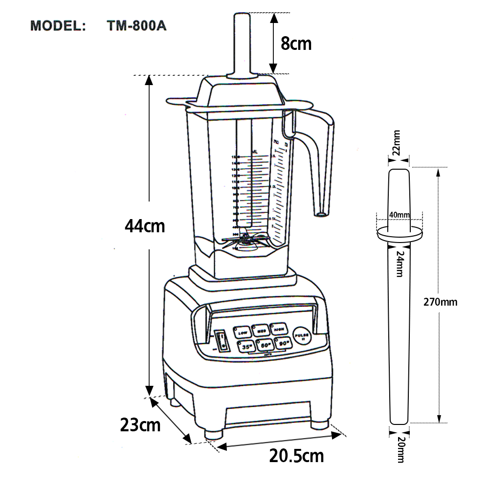 เครื่องปั่น JTC เครื่องปั่นสมูทตี้ 1200W มอเตอร์ 3 แรงม้า (TM 800A)