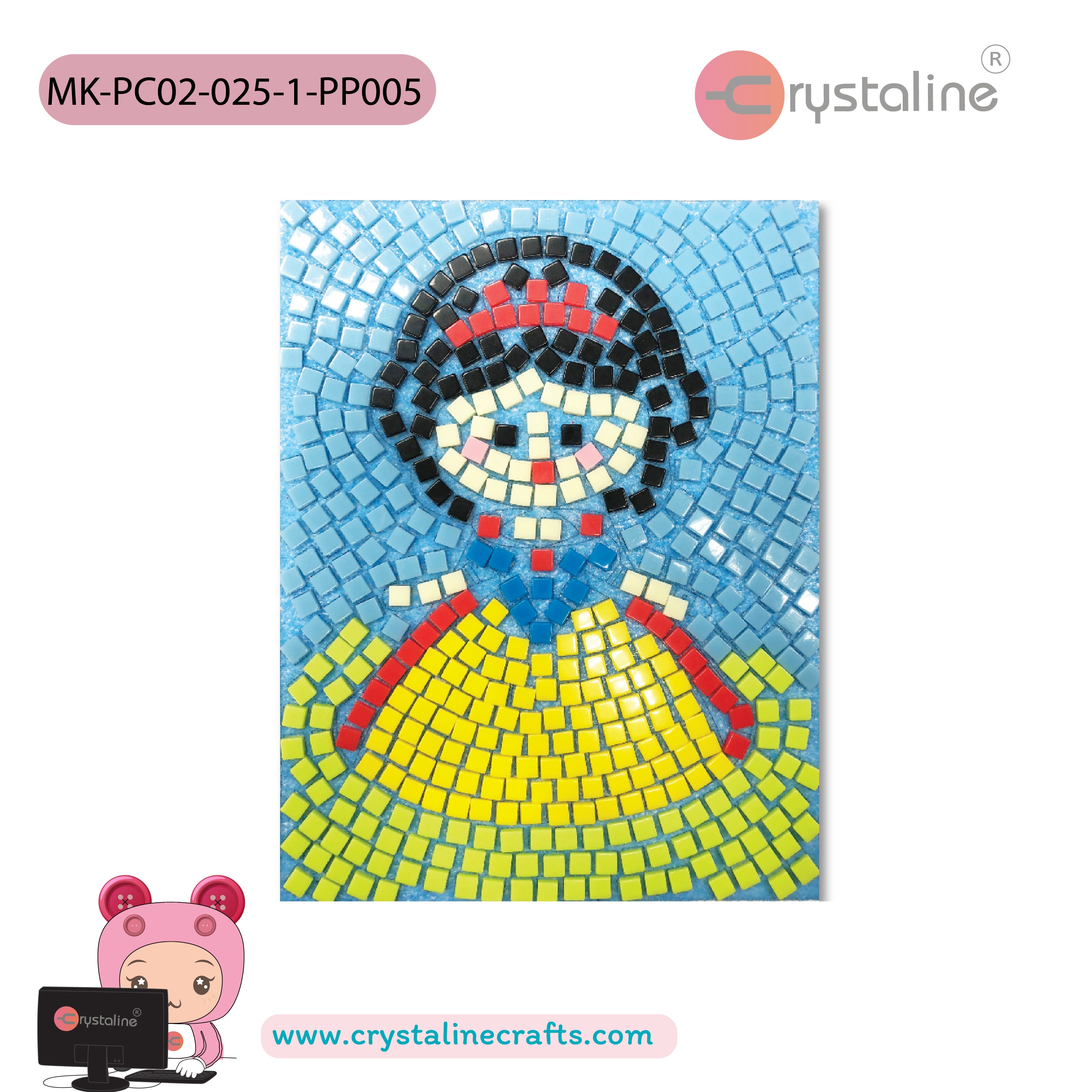 Mosaic picture by number kit - Snow white (size 13x17 cm,1pc/pack)