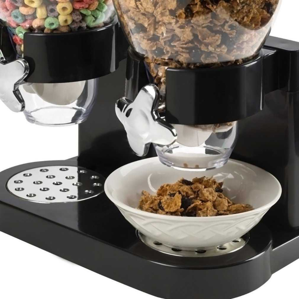 Double Pasta Cereal Dry Food Dispenser Storage Cont (Black) 1602-121-C01