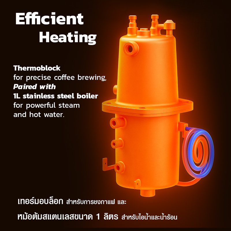 เครื่องชงกาแฟ Gemilai 1GR – หม้อต้มคู่ | ระบบ PID | แรงดัน 15 บาร์