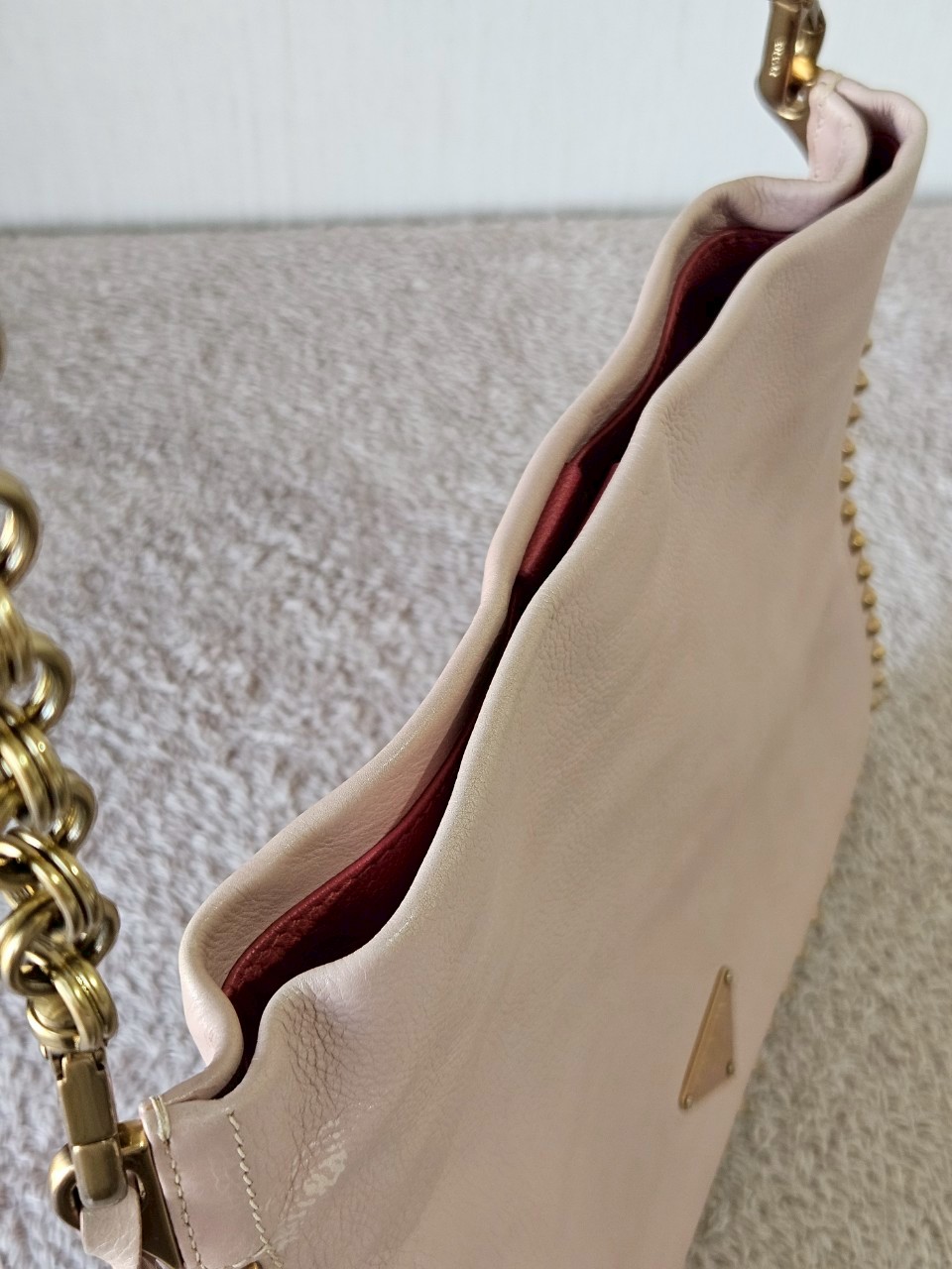 Prada Pink Vitello Metal Studded