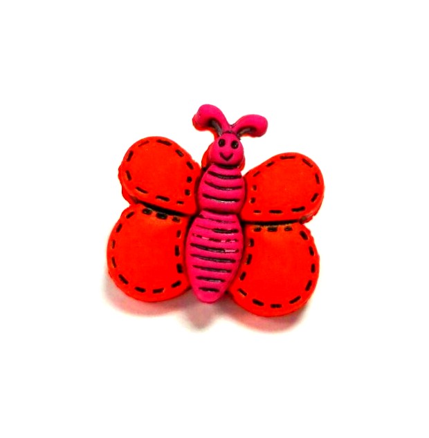 Butterfly button - Red col. (size 27L,1pc/pack)