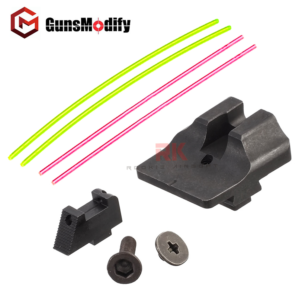 GunsModify W Style Steel CNC Fiber Optic Sight Set For TM / WE G-Series