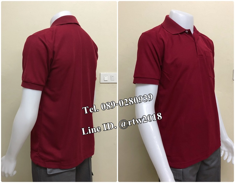 เสื้อโปโลแขนสั้นสีเลือดหมู (รหัส I5)