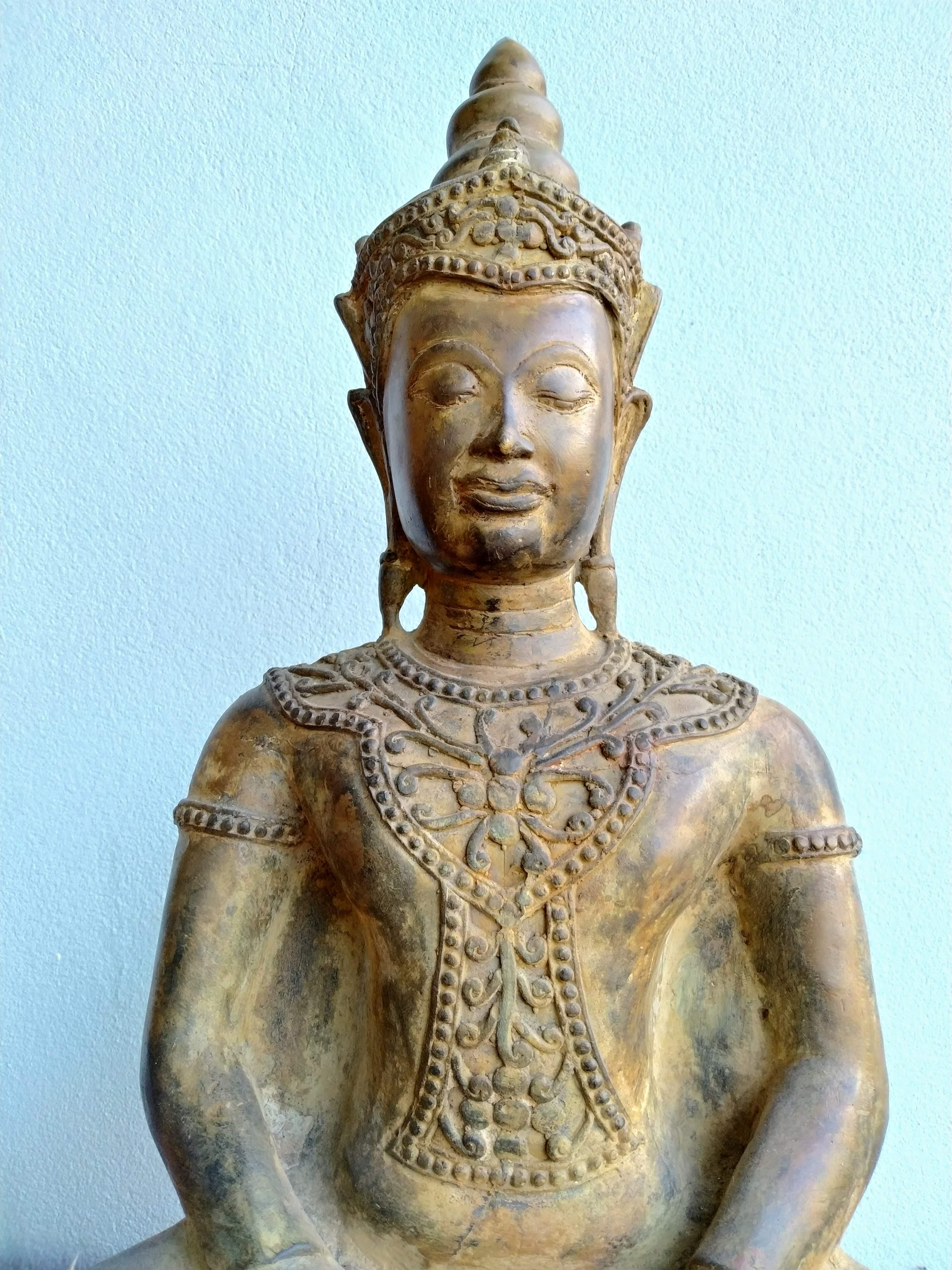 พระอู่ทอง ทรงเครื่อง หน้าตัก 11 นิ้ว เนื้อโลหะสำริดสภาพเก่า