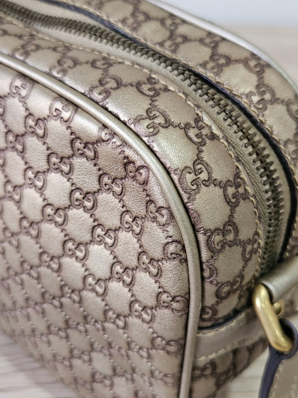 Gucci Guccissima Bamboo Metallic Gold Shoulder bag