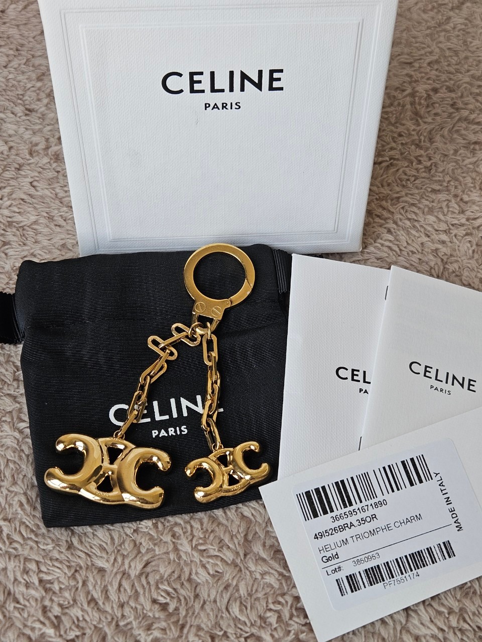 Celine Helim Triomphe Charm in Brass Gold