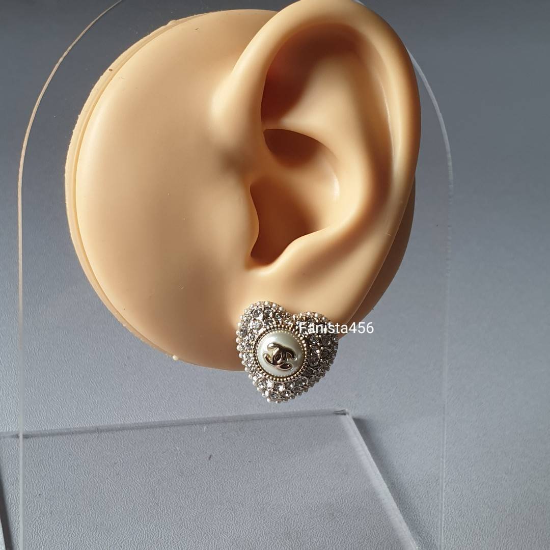 ต่างหูชาแนล Hiend ต่างหูชาแนลงาน1:1 ต่างหูหัวใจ Chanel earring heart