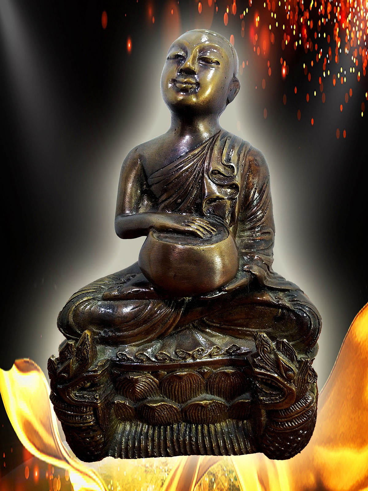 พระมหาเถระอุปคุต ปางหยุดตะวัน หน้าตัก 5 นิ้ว เนื้อสำริด