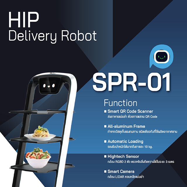 หุ่นยนต์เสิร์ฟอาหารอัจฉริยะ HIP รุ่น SPR-01