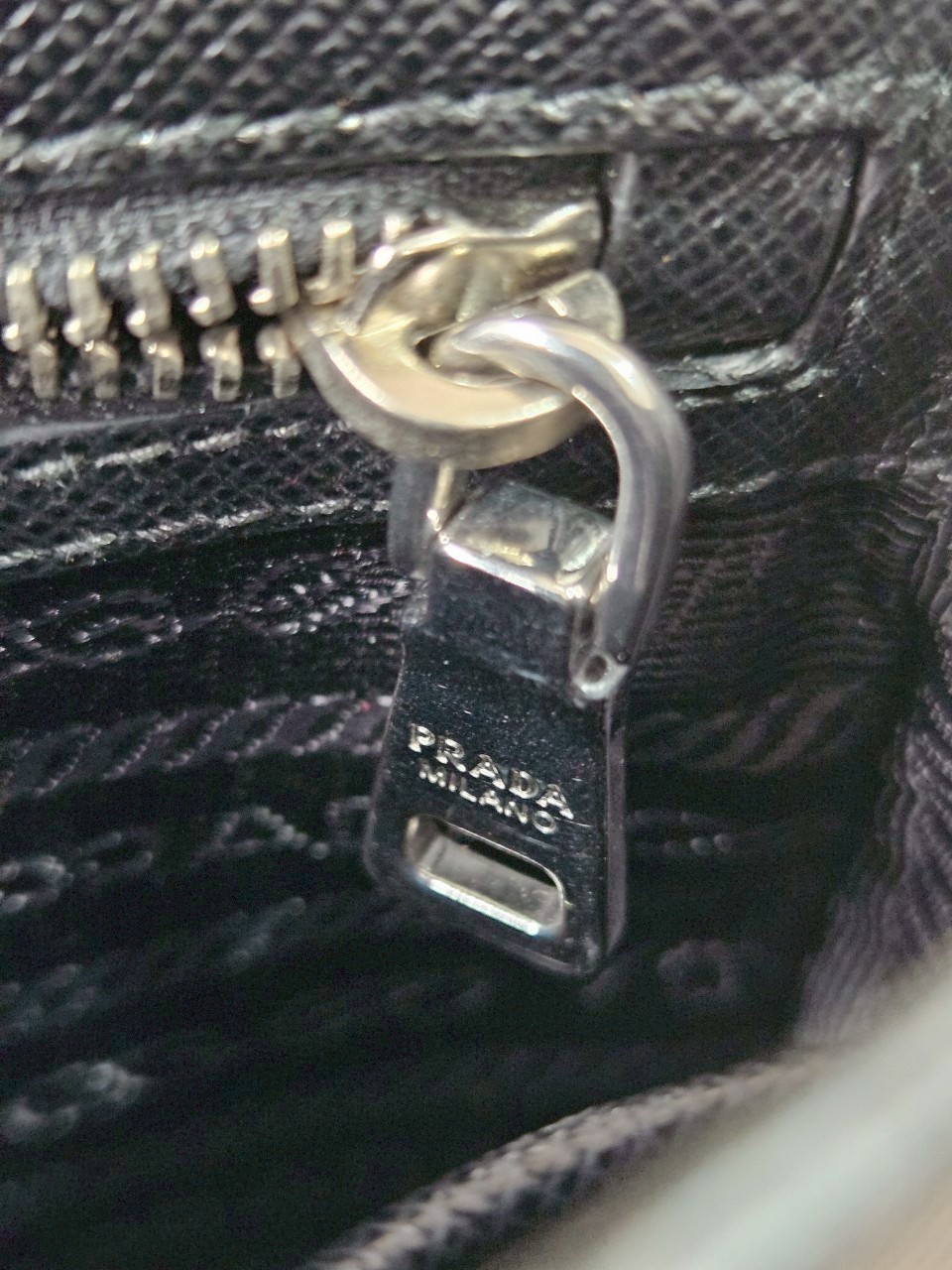 Prada 1BH014 Black Saffiano Leather Chain Shoulder Bag