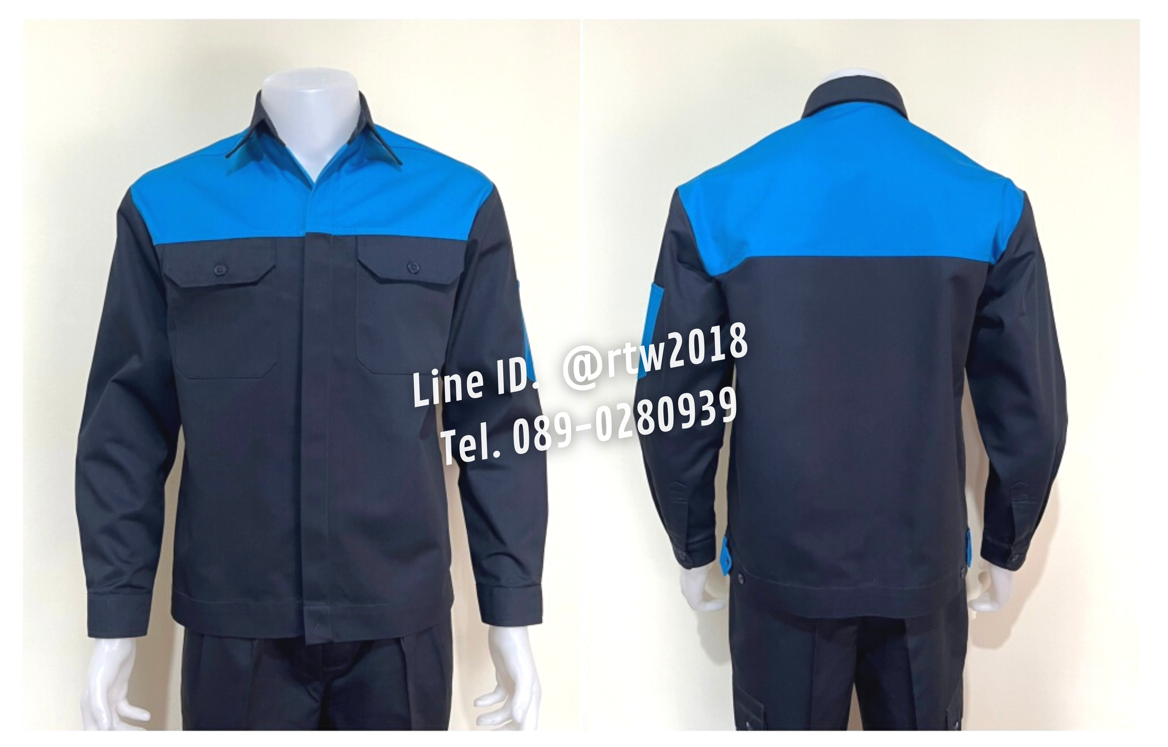 รหัส AB3.2 : เสื้อช่างแขนยาวผ้าคอมทวิวกรมท่าอกฟ้า (ซ่อนสาบ)