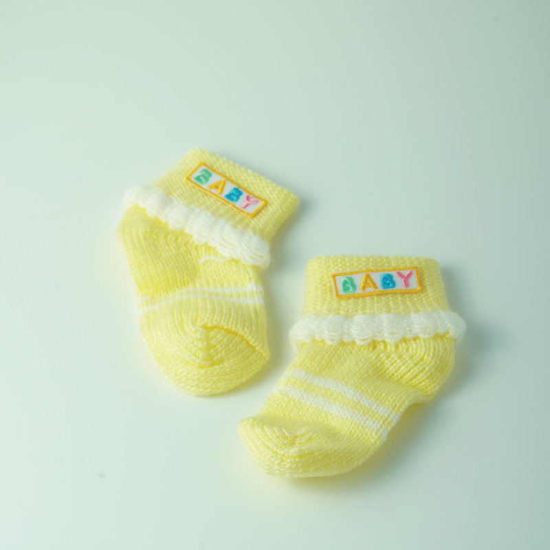 ขายส่ง ถุงเท้าเด็กอ่อน ถุงเท้าทารก ถุงเท้าเด็กแรกเกิด รุ่นถุงเท้าพื้นสี-ปักBABY (ราคาต่อโหล) nongnini1988